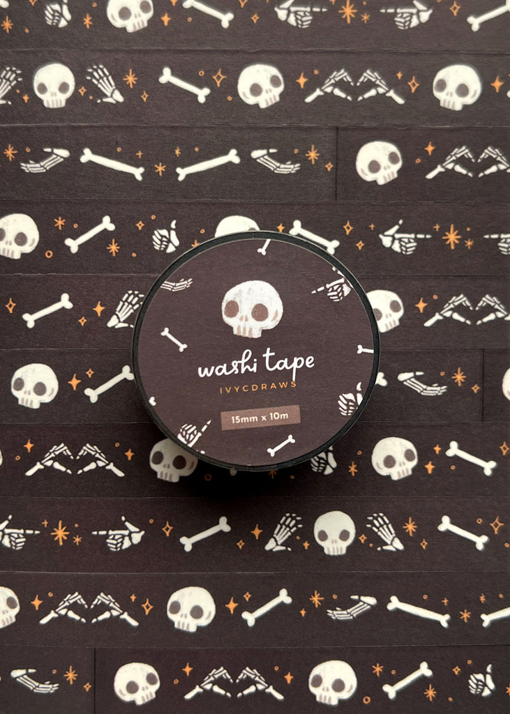 Black Skull and Bones Washi, Halloween Washi Tape