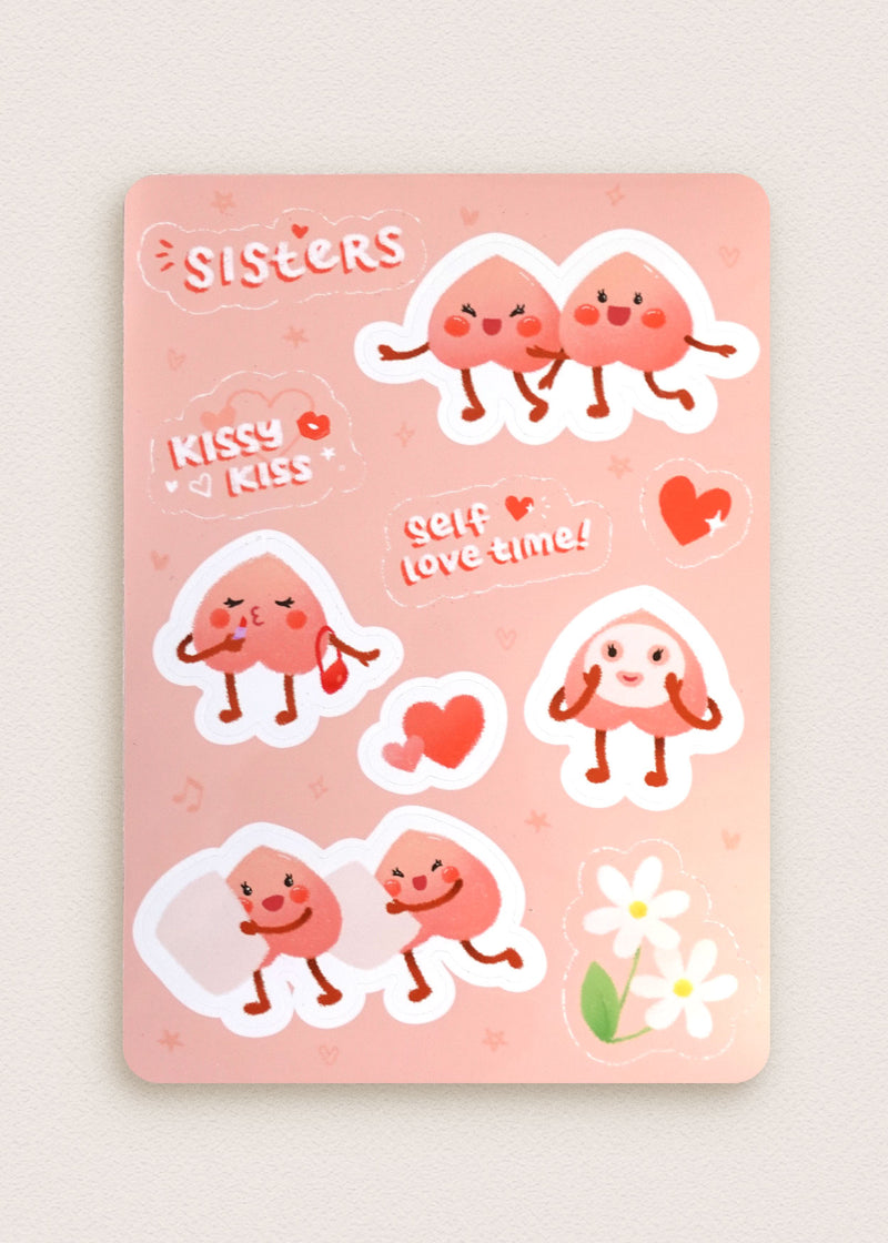 Peach Sisters Sticker Sheet
