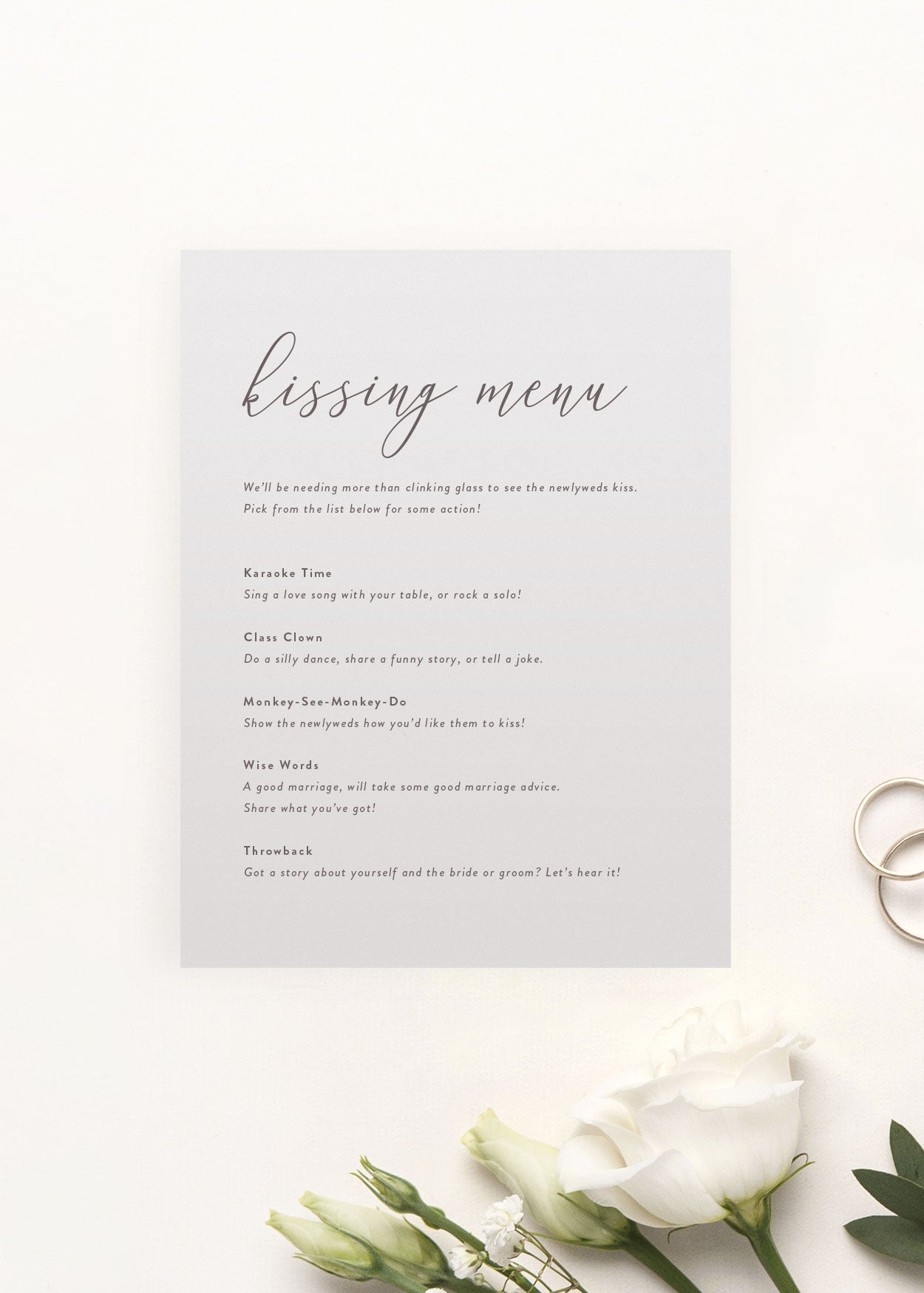 Kissing Menu