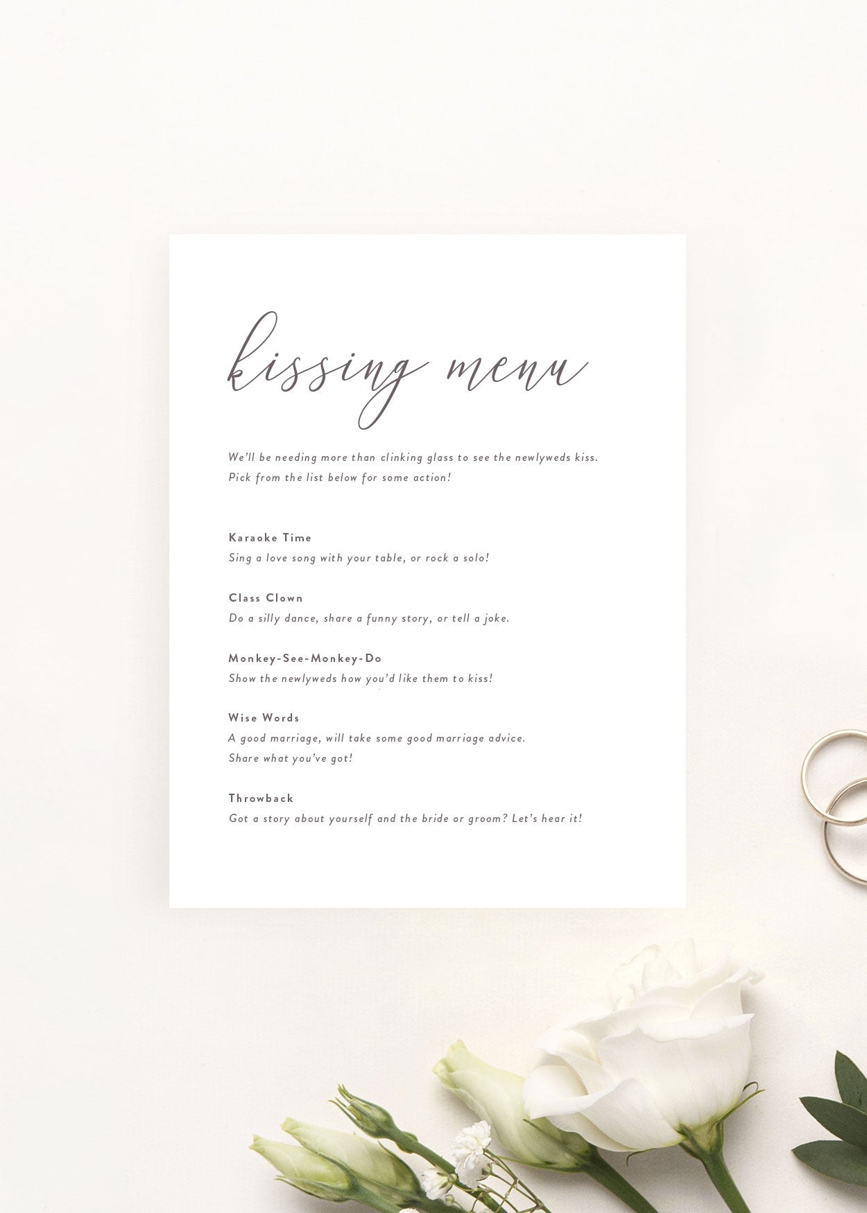 Kissing Menu