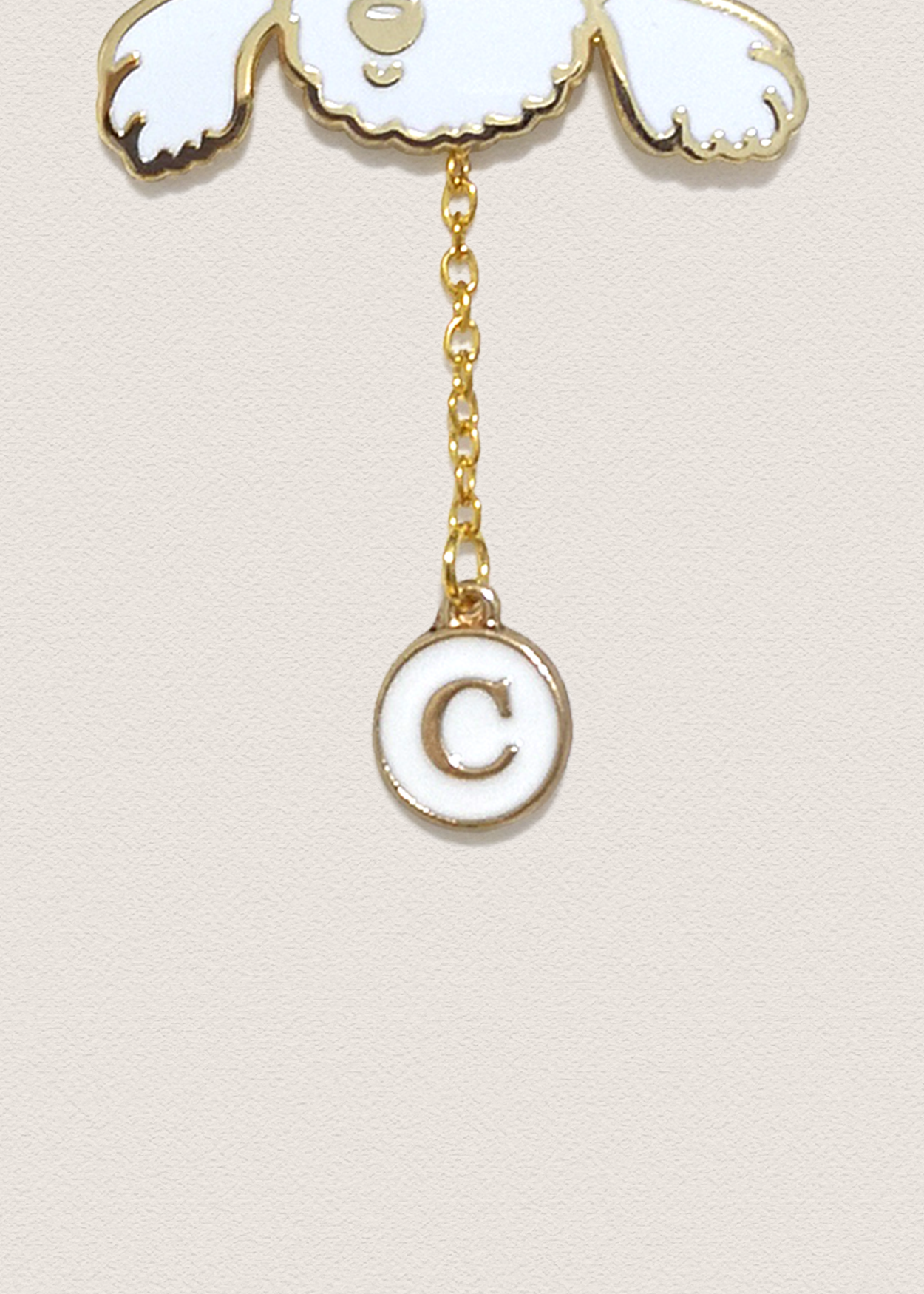 White Alphabet Pin Charm